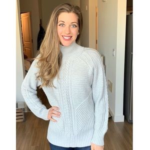 Gray Cable-knit Turtleneck